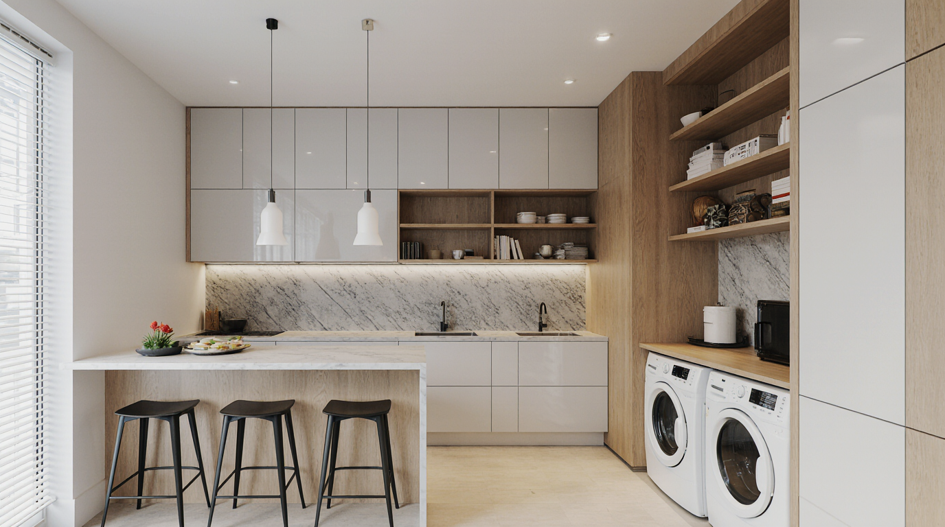 Cozinhas e Lavanderias Planejadas para Apartamentos Pequenos