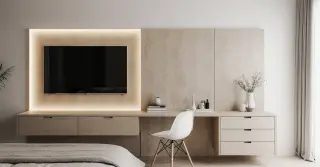 Escrivaninha com Painel de Tv para Quarto Planejado