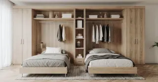 Guarda Roupa Modulado com Duas Camas de Solteiro